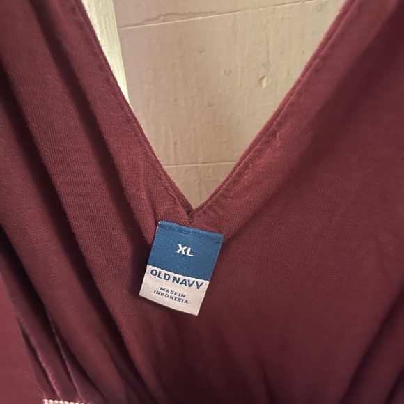 Old Navy Wide-Leg Smocked Waist Jumpsuit in Burgundy Plum - Picture 3 of 3